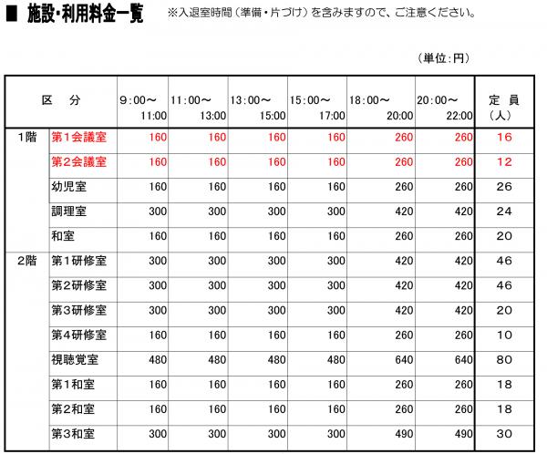 公民館使用料の画像 公民館使用料の画像