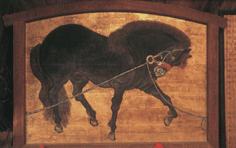 黒馬繋馬図絵馬の写真の画像