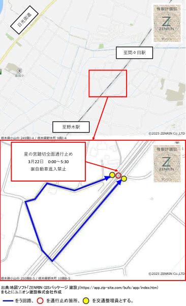 星の宮踏切の軌道修繕工事