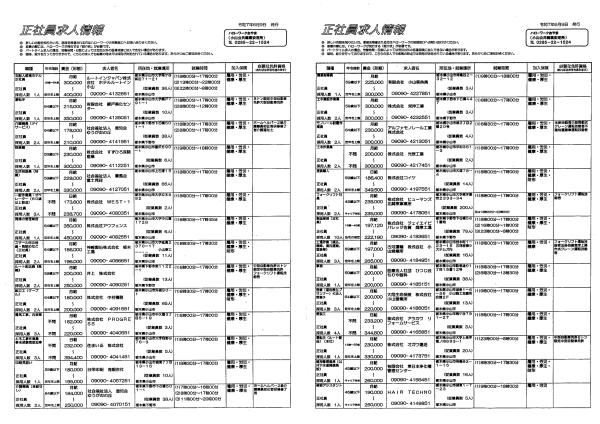 ハローワークおやま 正社員求人情報0609